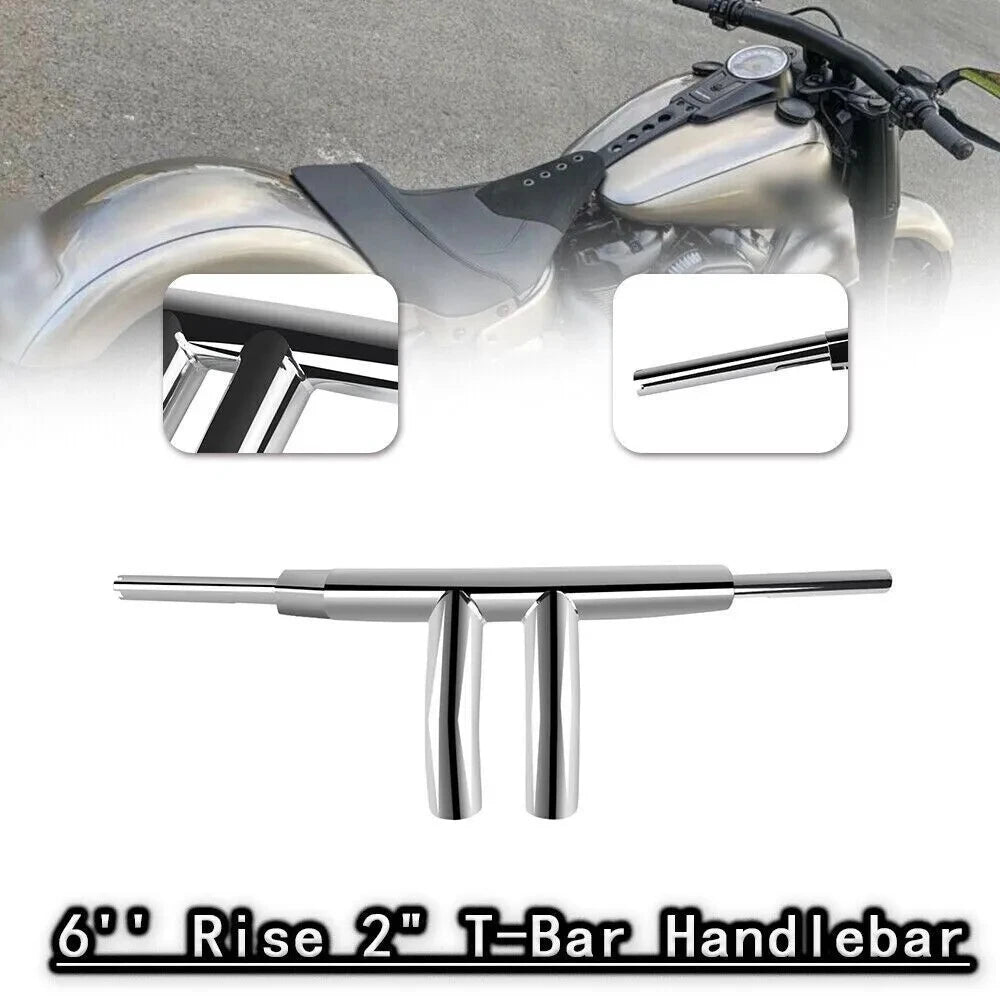 Guidon T-bar 2 pouces chromé pour Harley Softail, Dyna, Touring et Sportster - vue 2