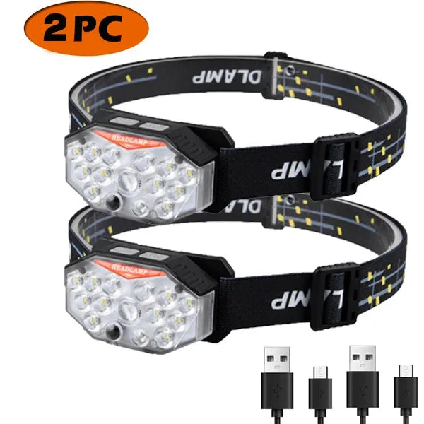 Lampe frontale LED 9 diodes, rechargeable USB, détecteur de mouvement – photo 10/15