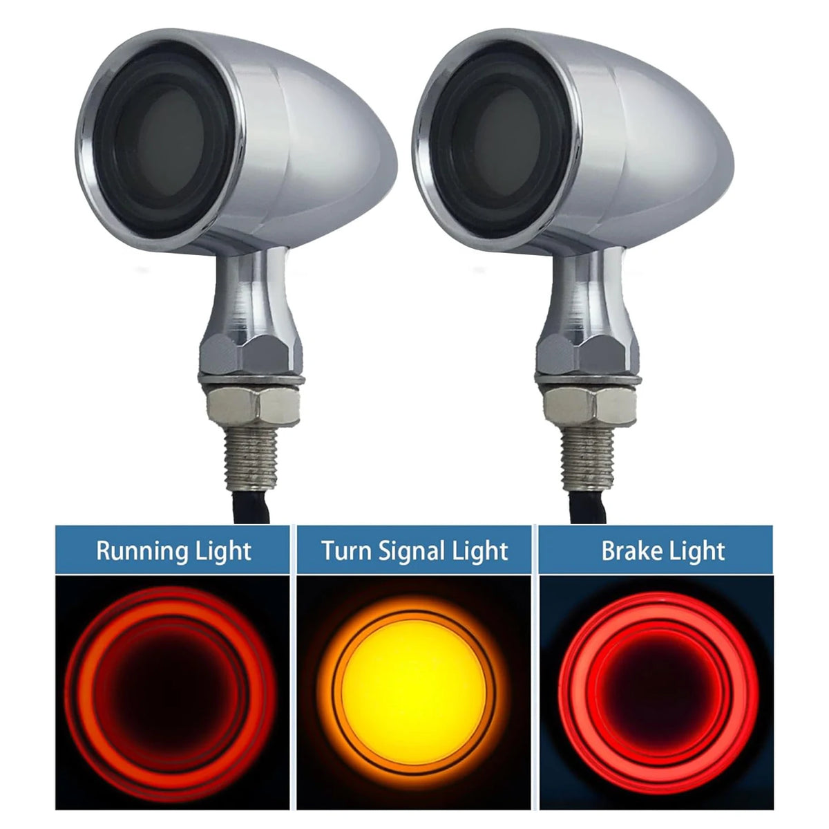 Clignotants LED bullet 3 en 1 (position/stop/clignotant) avant-arrière, montage universel 10mm - vue 9