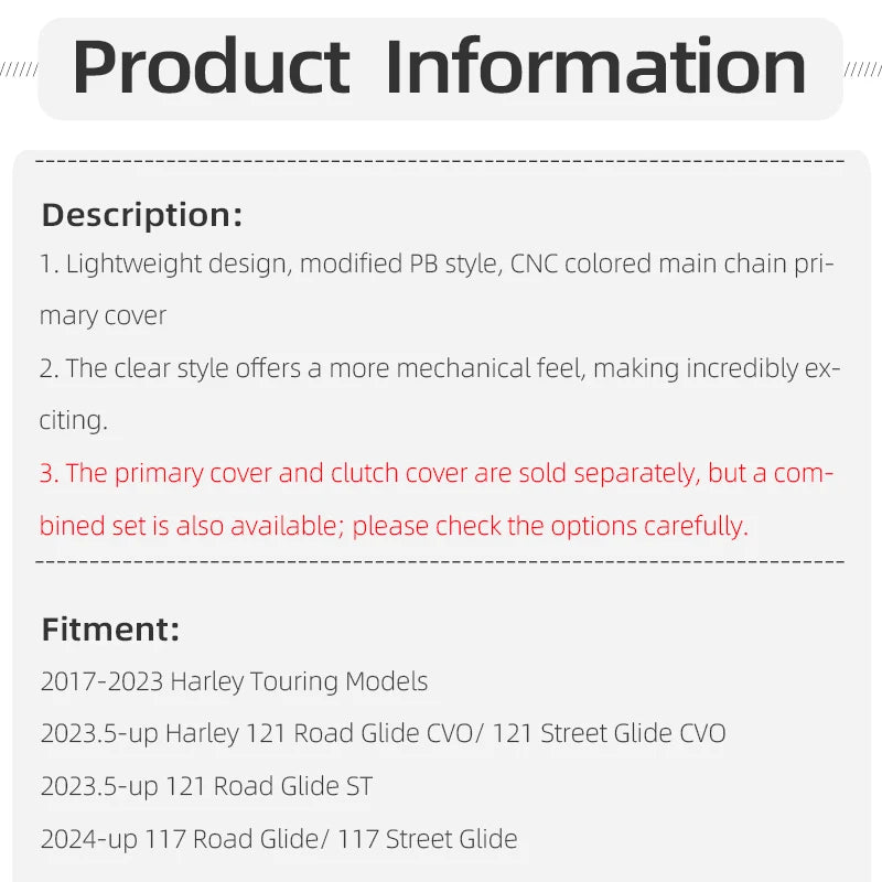 Cache de Carter Primaire (Outer Primary / Derby Cover) Aluminium - Harley-Davidson Touring Road Glide & Street Glide 2017-2024 – photo 6/24