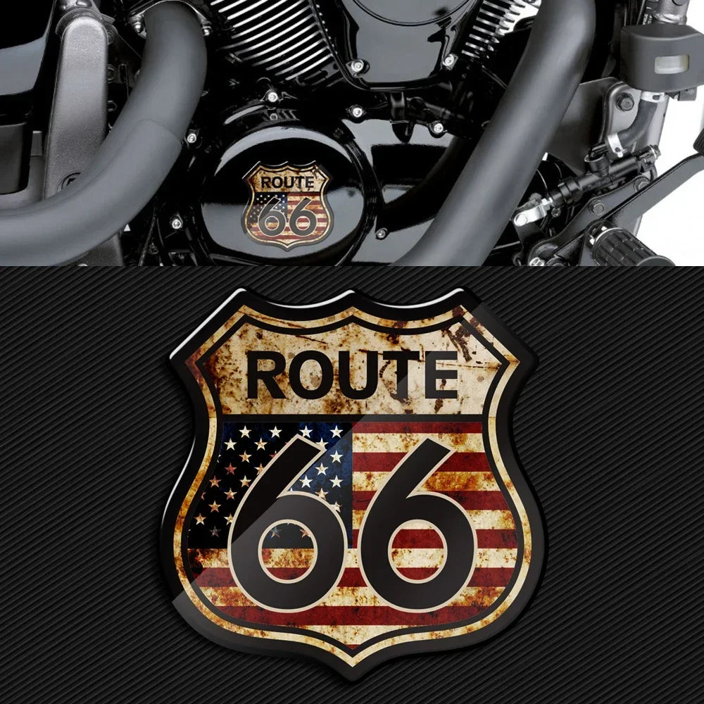 Autocollant 3D Route 66 sur réservoir de Harley Touring - vue 3