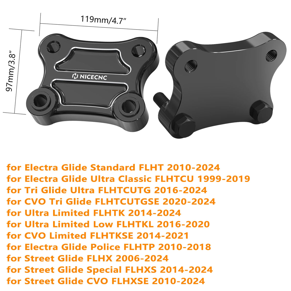 Plaque de recul de rehausseurs pour Harley Street Glide - vue 2
