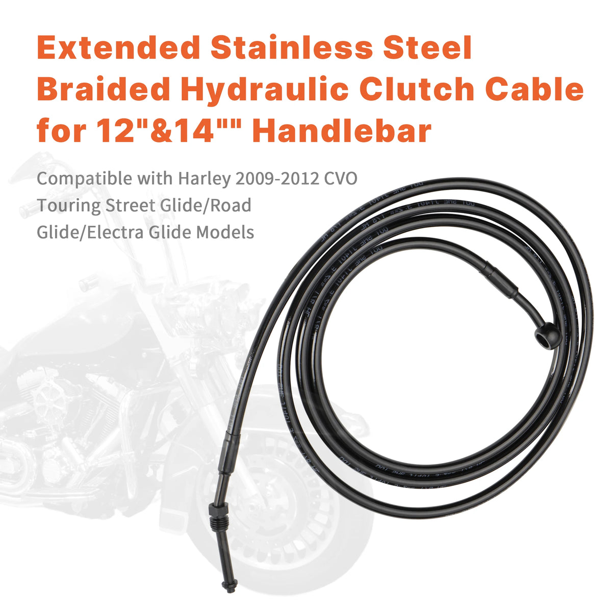 Câble d'Embrayage Hydraulique Tressé Inox pour Guidon Surélevé - Harley-Davidson Touring CVO 2009-2012 – photo 2/9