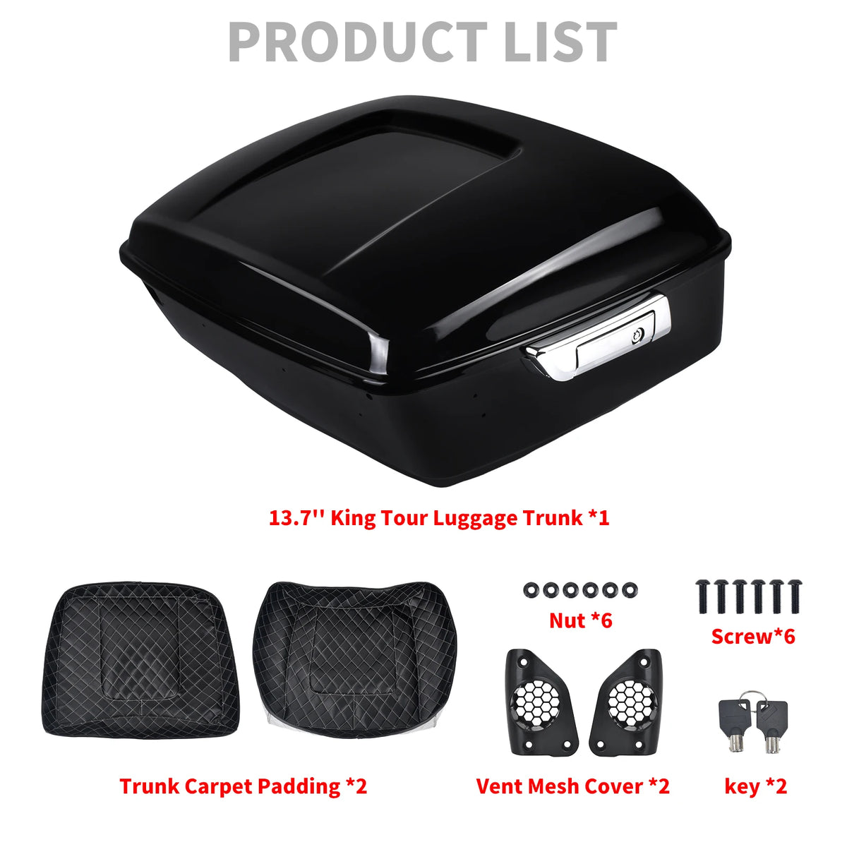 Top Case Chopped/Razor/King 7,5 / 10,7 / 13,7 pouces - Harley-Davidson Touring Road, Street, Electra Glide, FLHR 2014-2025 – photo 9/12