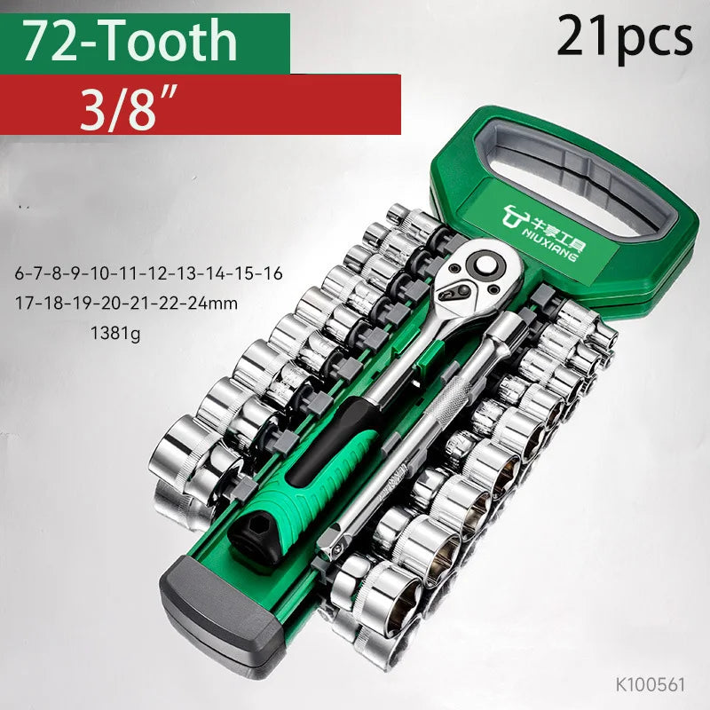 Coffret de Clés à Cliquet 72 Dents 1/4", 3/8" et 1/2" Réversibles – photo 7/9