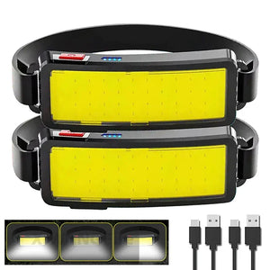 Lampe frontale LED COB puissante, rechargeable Type-C, batterie intégrée – photo 1/11
