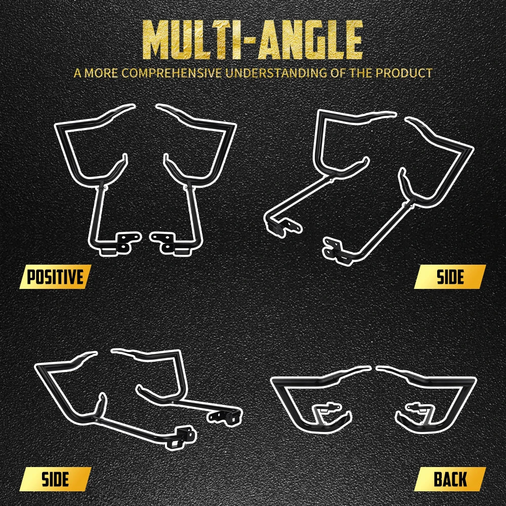 Supports de sacoches avec pare-sacoches arrière aluminium noir - Harley-Davidson Touring 2014-2025