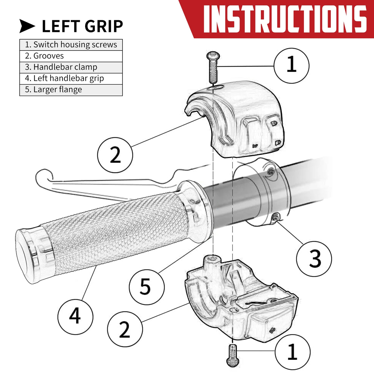 Poignées de Guidon 25mm (1") - Harley-Davidson Sportster, Touring, Softail, Dyna & V-Rod – photo 6/8