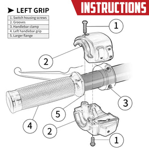 Poignées de Guidon 25mm (1") - Harley-Davidson Sportster, Touring, Softail, Dyna & V-Rod – photo 6/8