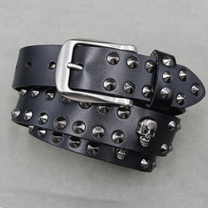 Ceinture en cuir véritable cloutée style rock - vue 7