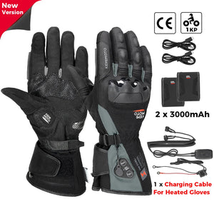 Gants moto chauffants noirs - vue sur main - vue 14