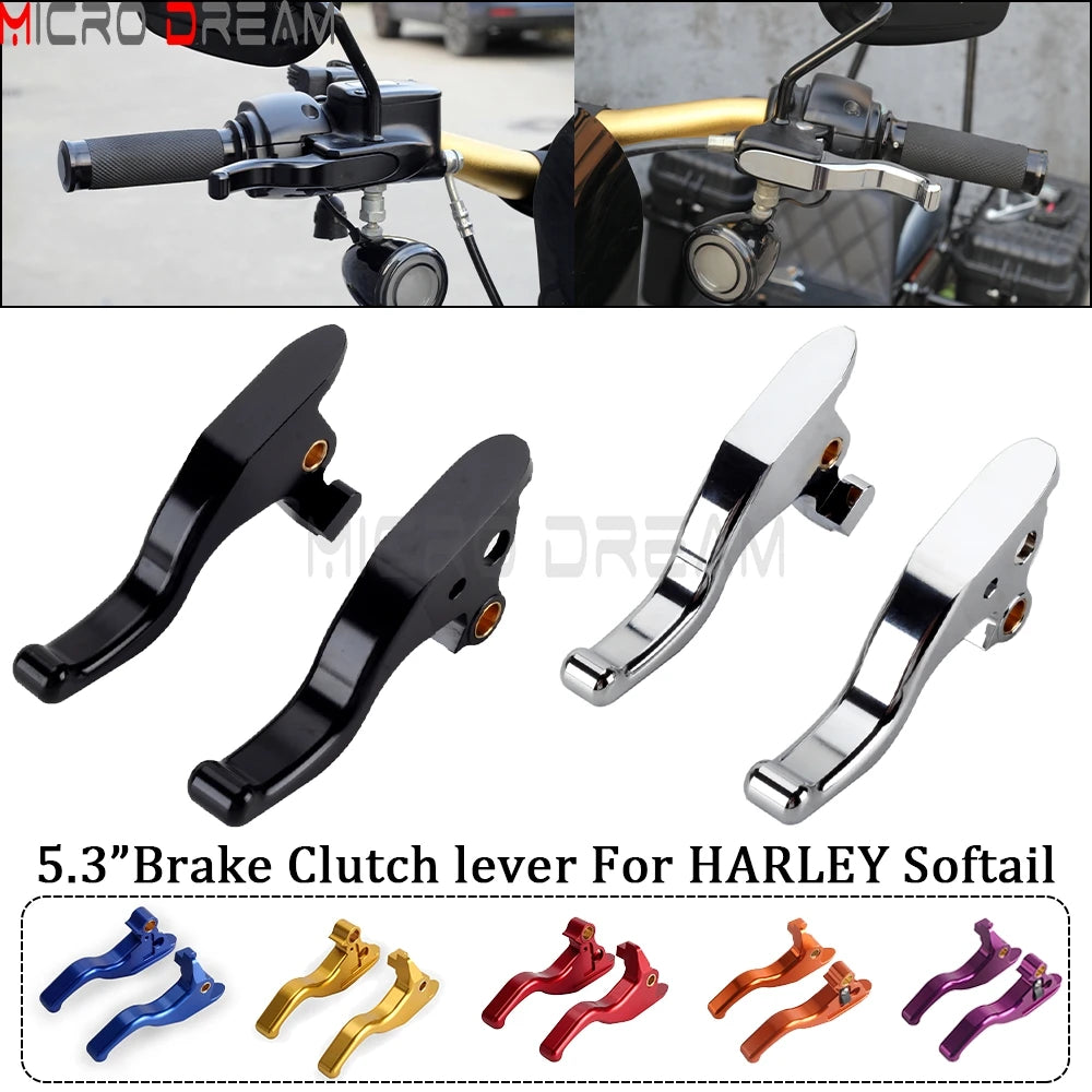 Leviers de frein et d'embrayage courts pour Harley Softail 2015-2024 - vue 1