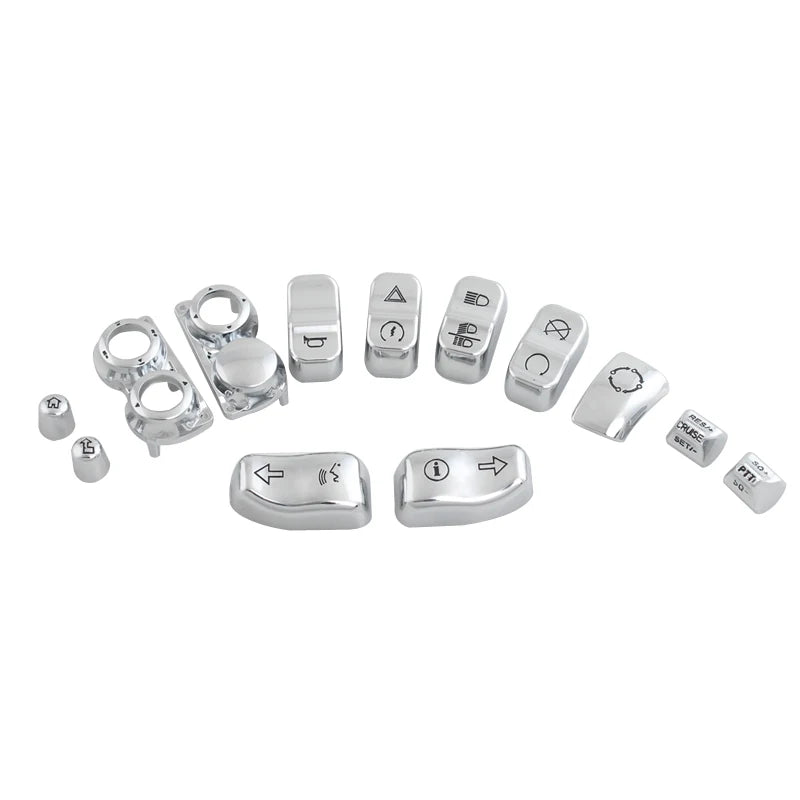 Capuchons de boutons de commodo chromés pour Harley Touring - vue 3