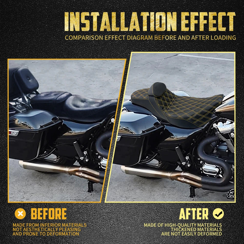 Selle Biplace avec Dossier Pilote Intégré - Harley-Davidson Touring Road King, Street Glide, Electra Glide 2009 et plus – photo 3/13