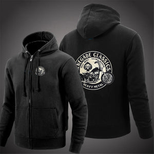 Sweat Zippé Homme Uni Manches Longues Esprit Moto - vue 1