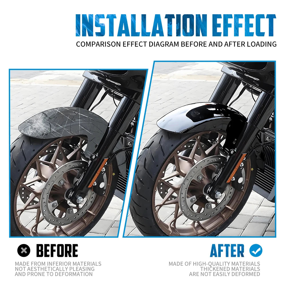 Garde-boue avant en fer noir brillant pour Harley Touring - vue 3