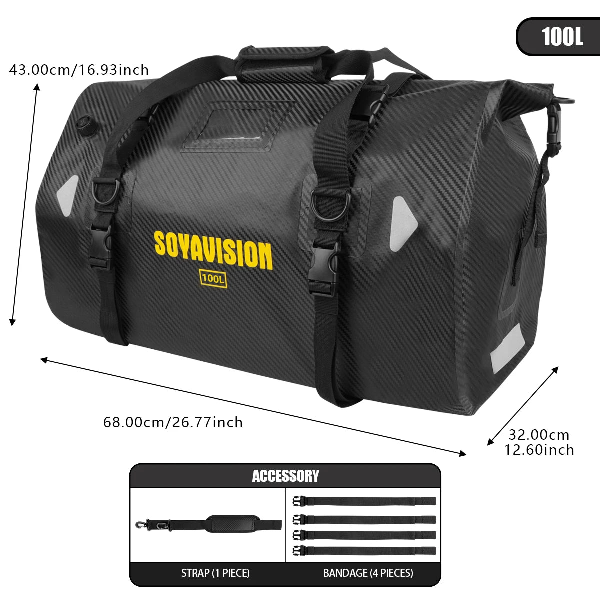 Sac de selle arrière noir étanche pour moto - vue 21