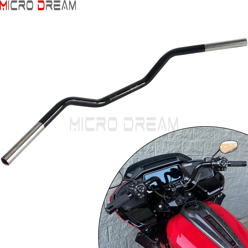 Guidon style motocross inox 1 pouce pour Harley Road Glide, Street Glide et Softail - vue 8