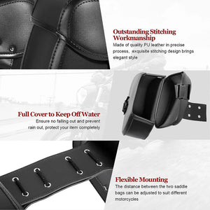 Sacoche latérale noire en simili-cuir avec serrure à code, fixée sur une moto - vue 5