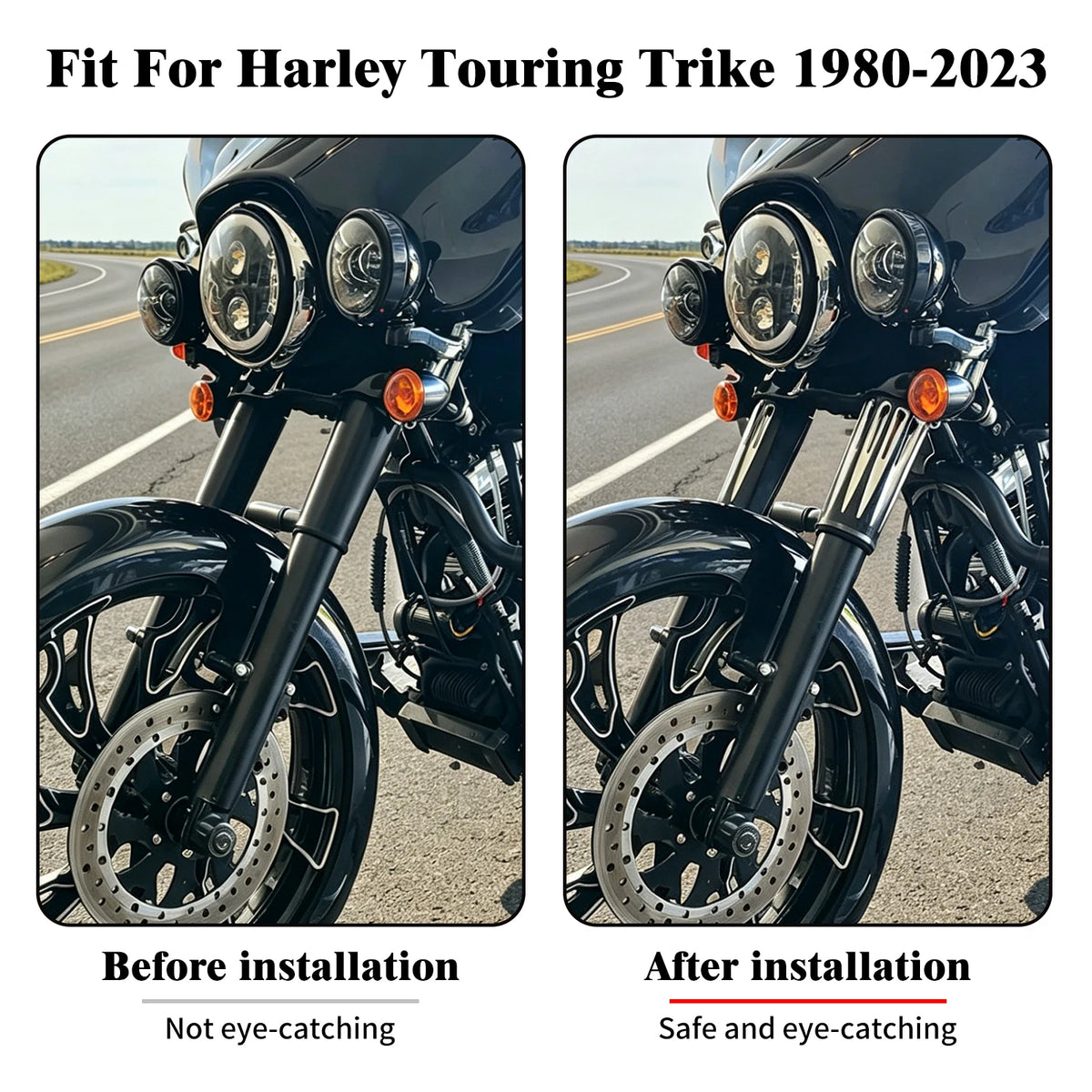 Soufflets de fourche chromés pour Harley-Davidson Touring - vue 2