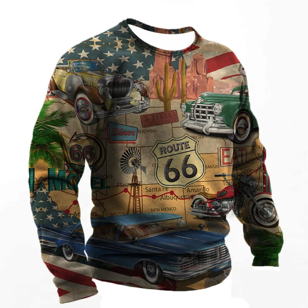 T-shirt Manches Longues Homme Imprimé Route 66 Biker - vue 13
