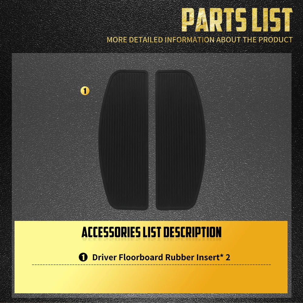 Inserts Caoutchouc pour Marchepieds Conducteur (Floorboards) - Harley-Davidson Touring, Softail, Dyna – photo 5/7