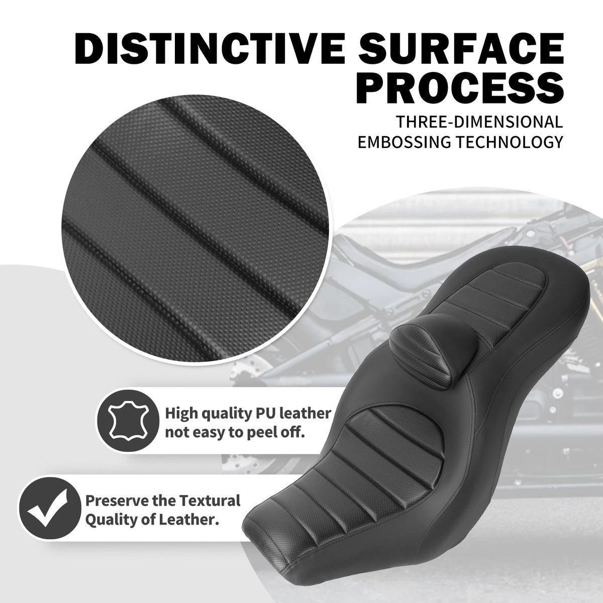 Selle duo noire avec dossier pour Harley-Davidson Softail - vue 4