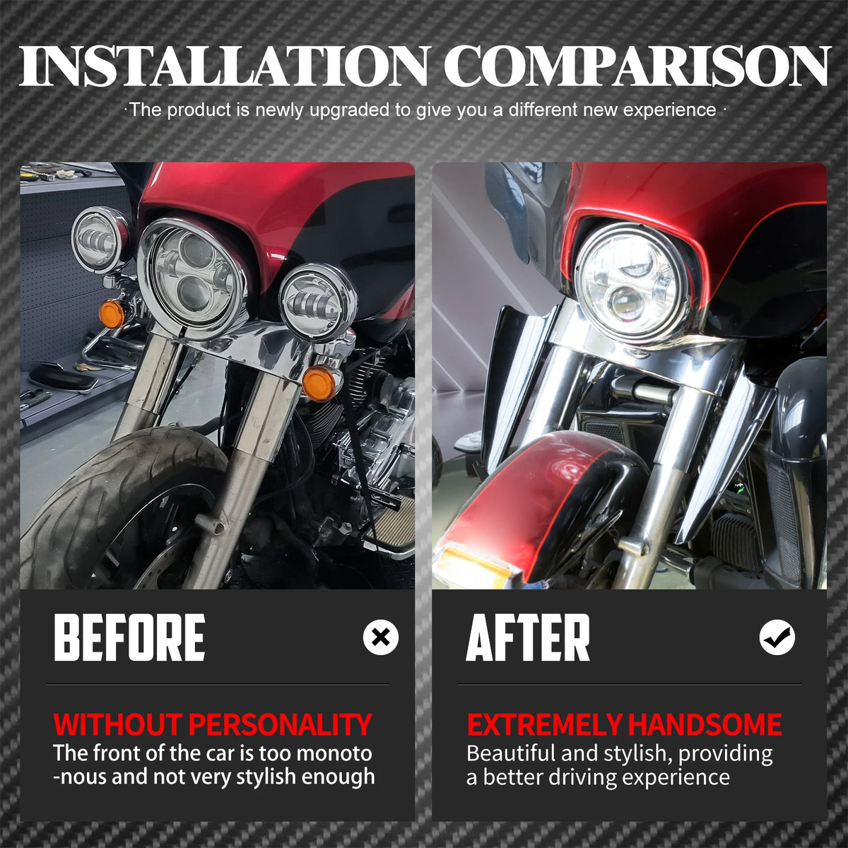 Déflecteur de vent chromé pour fourche de moto - vue 4
