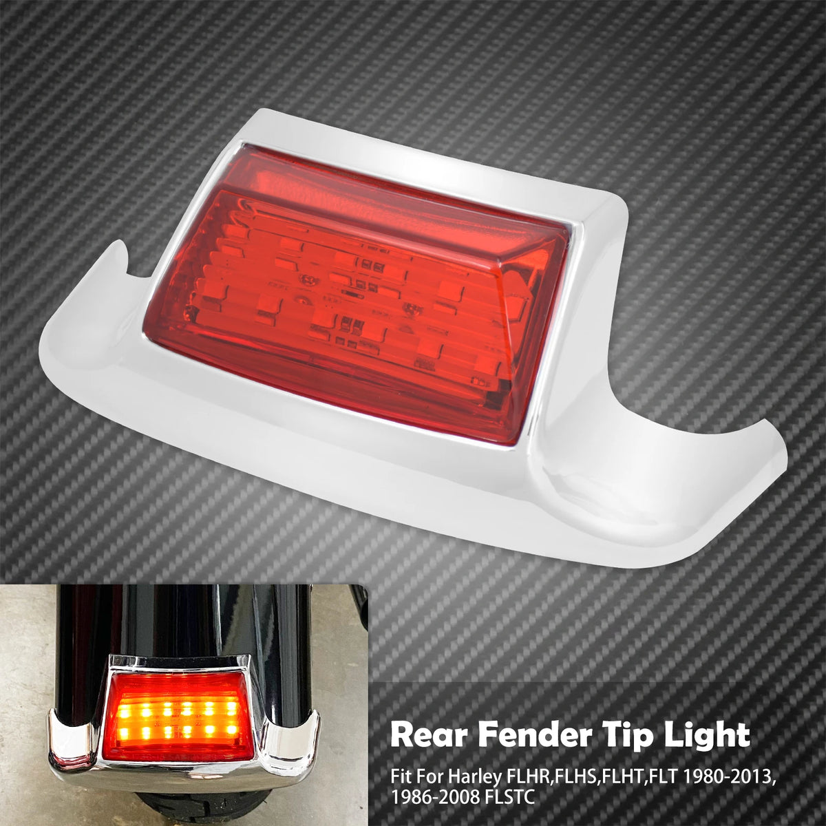 Feu de Garde-boue Arrière LED (Fender Tip) Fumé/Ambre/Rouge - Harley-Davidson Touring Road King, Softail 1980-2013 – photo 8/9