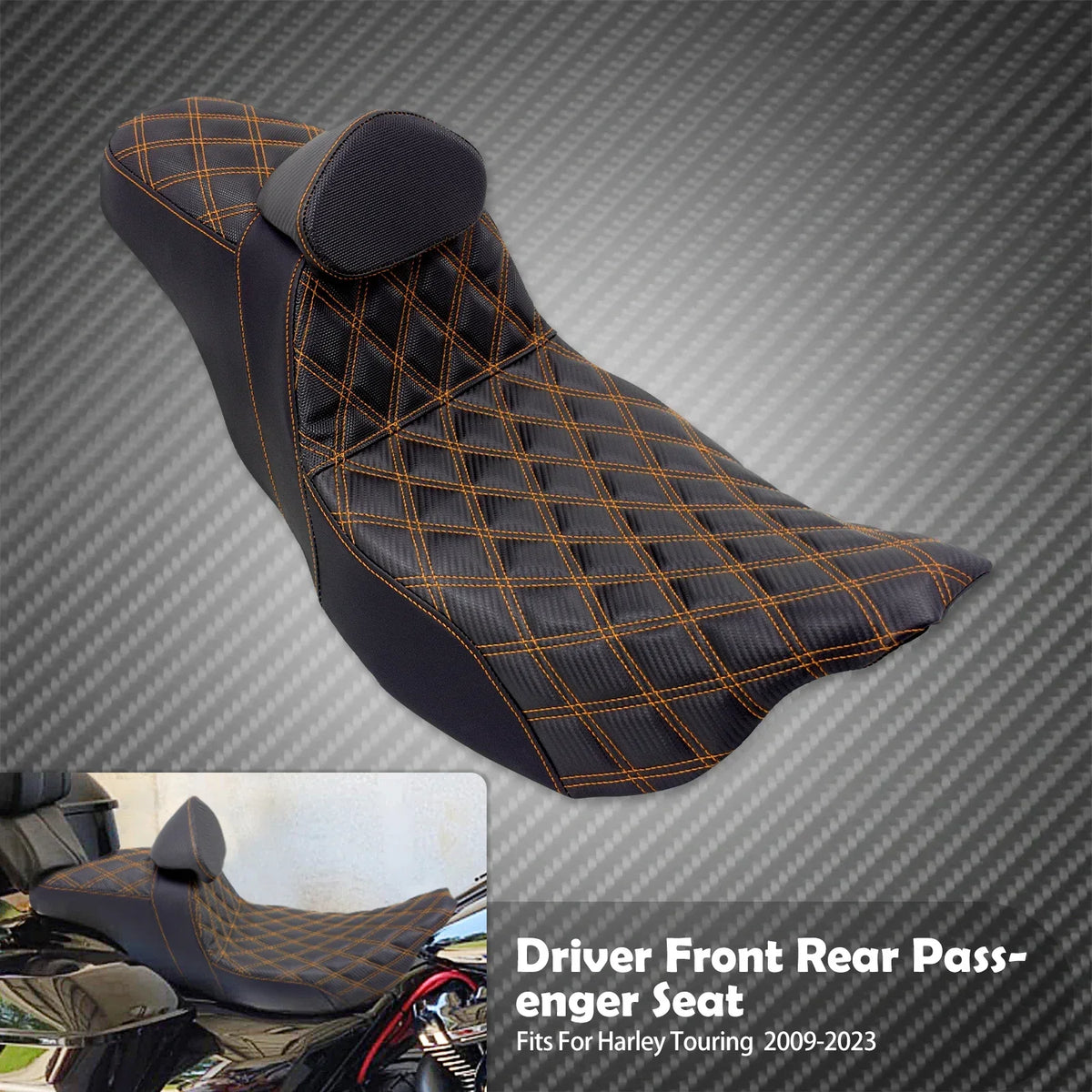 Selle Biplace à Piqûres Losange (Lattice Stitch) - Harley-Davidson Touring 2009-2025 – photo 11/12