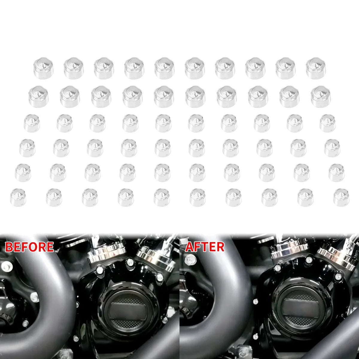 Lot de caches de boulons moteur chromés pour moto Harley-Davidson - vue 8