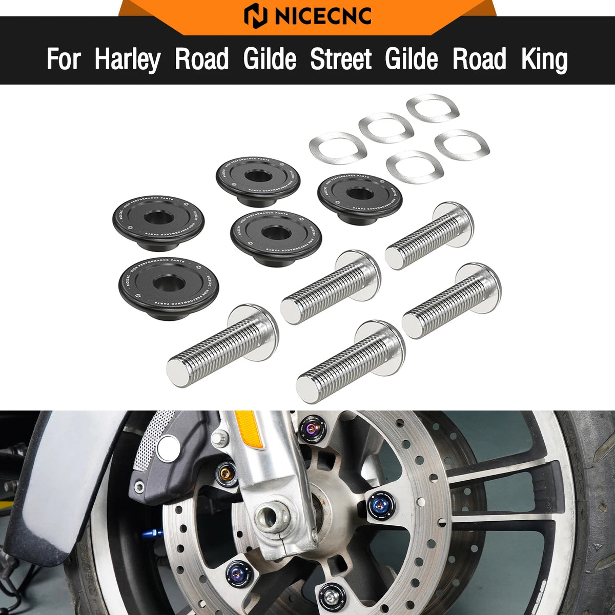 Kit Visserie de Disque de Frein Avant en Titane - Harley-Davidson Street Glide, Road Glide, Road King (roues à rayons) – photo 1/6