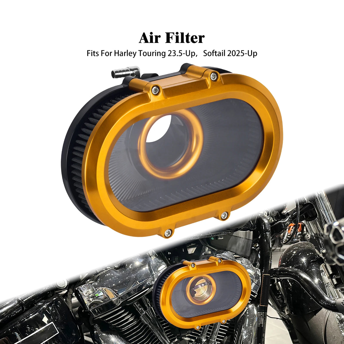 Filtre à Air avec Anneaux Décoratifs Interchangeables - Harley-Davidson Sportster, Dyna, Touring, Softail, Trike – photo 25/26