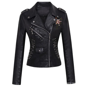 Blouson cuir femme style motarde - vue - vue 5