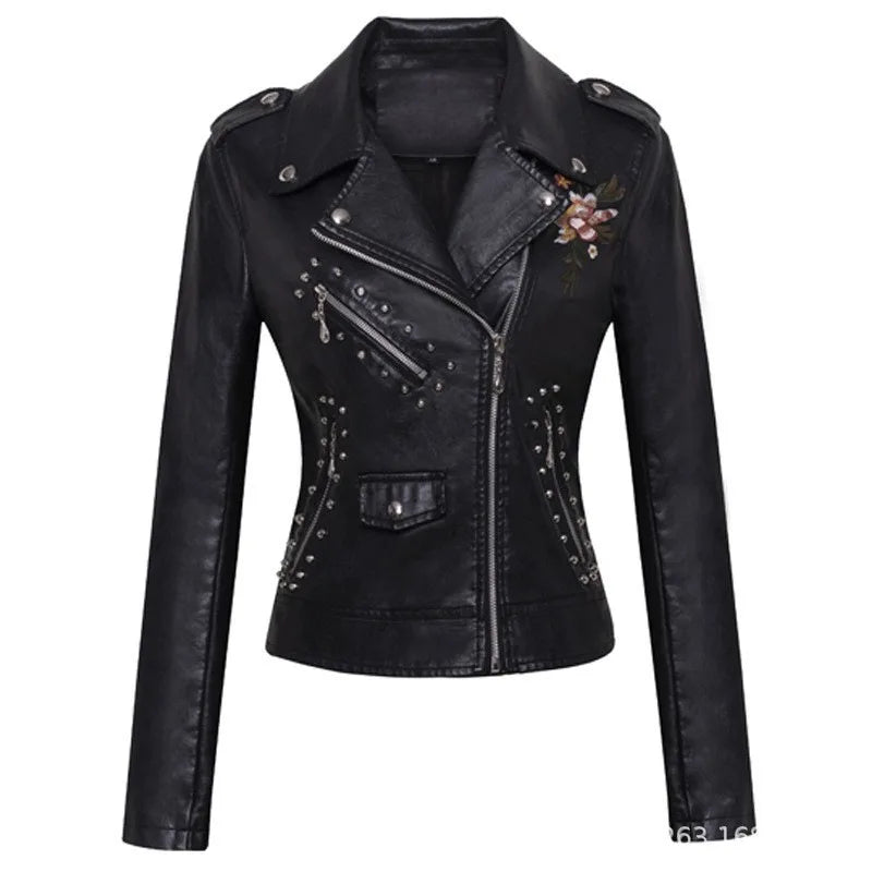 Blouson cuir femme style motarde - vue - vue 5