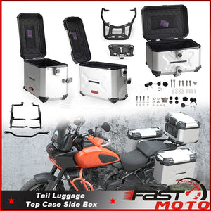 Top case et sacoches latérales en aluminium noir pour Harley Pan America - vue 2