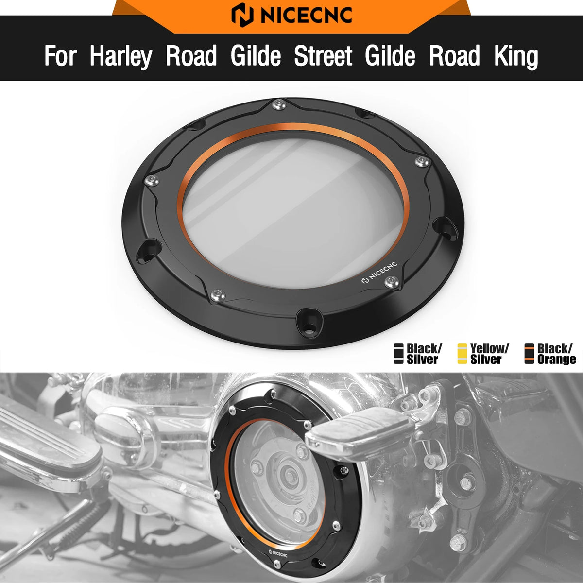Carter d'Embrayage (Derby Cover) à Fenêtre CNC pour Harley Road Glide, Street Glide, Road King M8 – photo 1/10