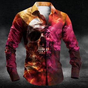 Chemise homme imprimé tête de mort - vue de face - vue 4