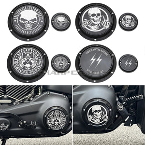 Derby cover et cache d'allumage gravés pour Harley Sportster - vue 1
