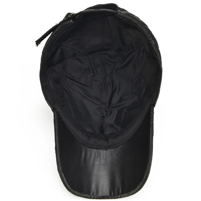 Casquette en cuir de mouton noir pour homme - vue 6