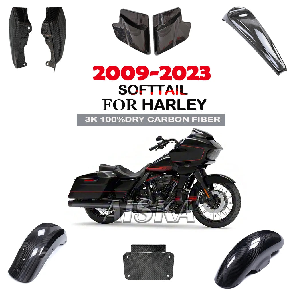 Garde-boue en carbone sec sergé brillant pour Harley-Davidson Touring Road Glide - vue 1