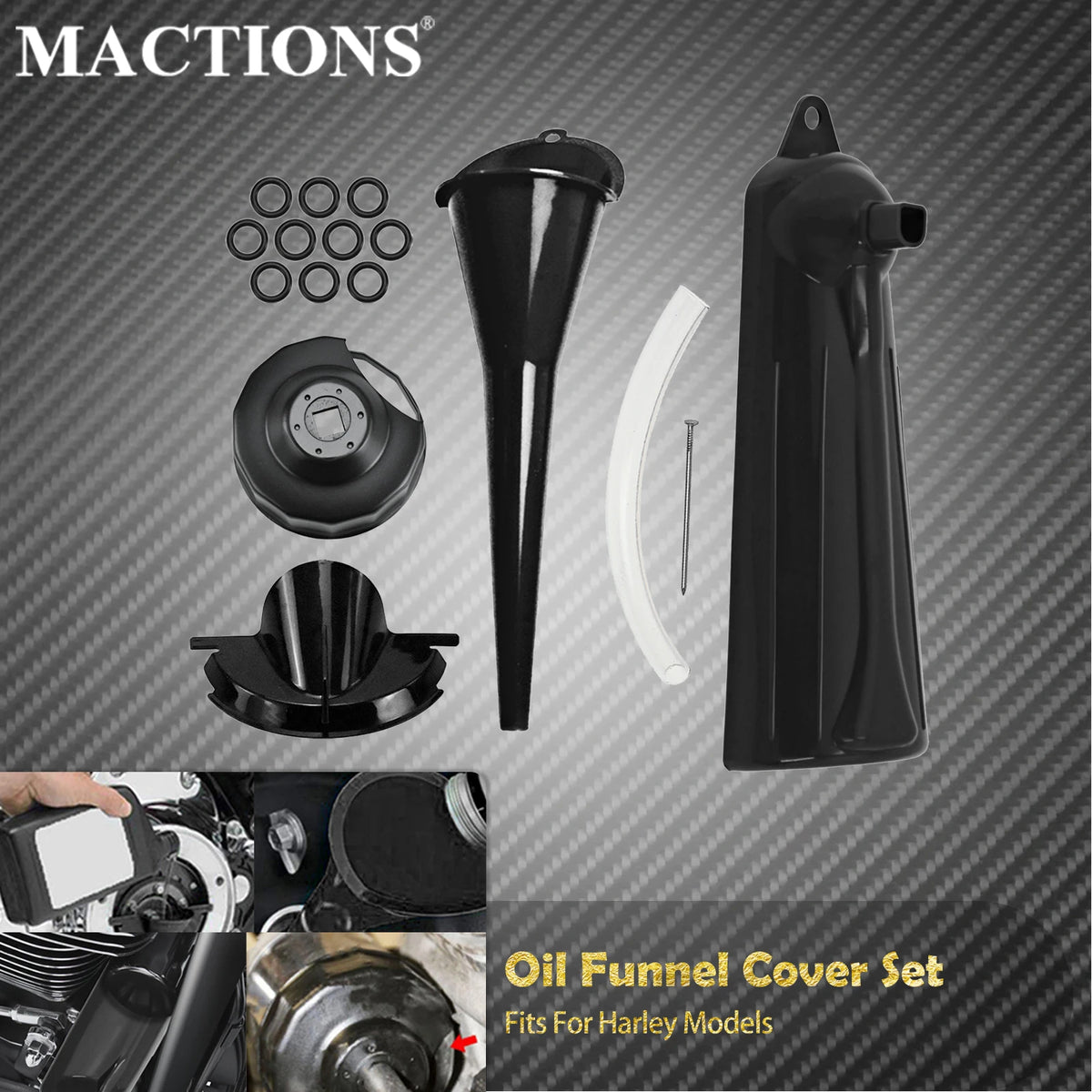Entonnoir de remplissage d'huile primaire avec clé de filtre à huile intégrée - Harley Touring, Sportster, Dyna – photo 1/10