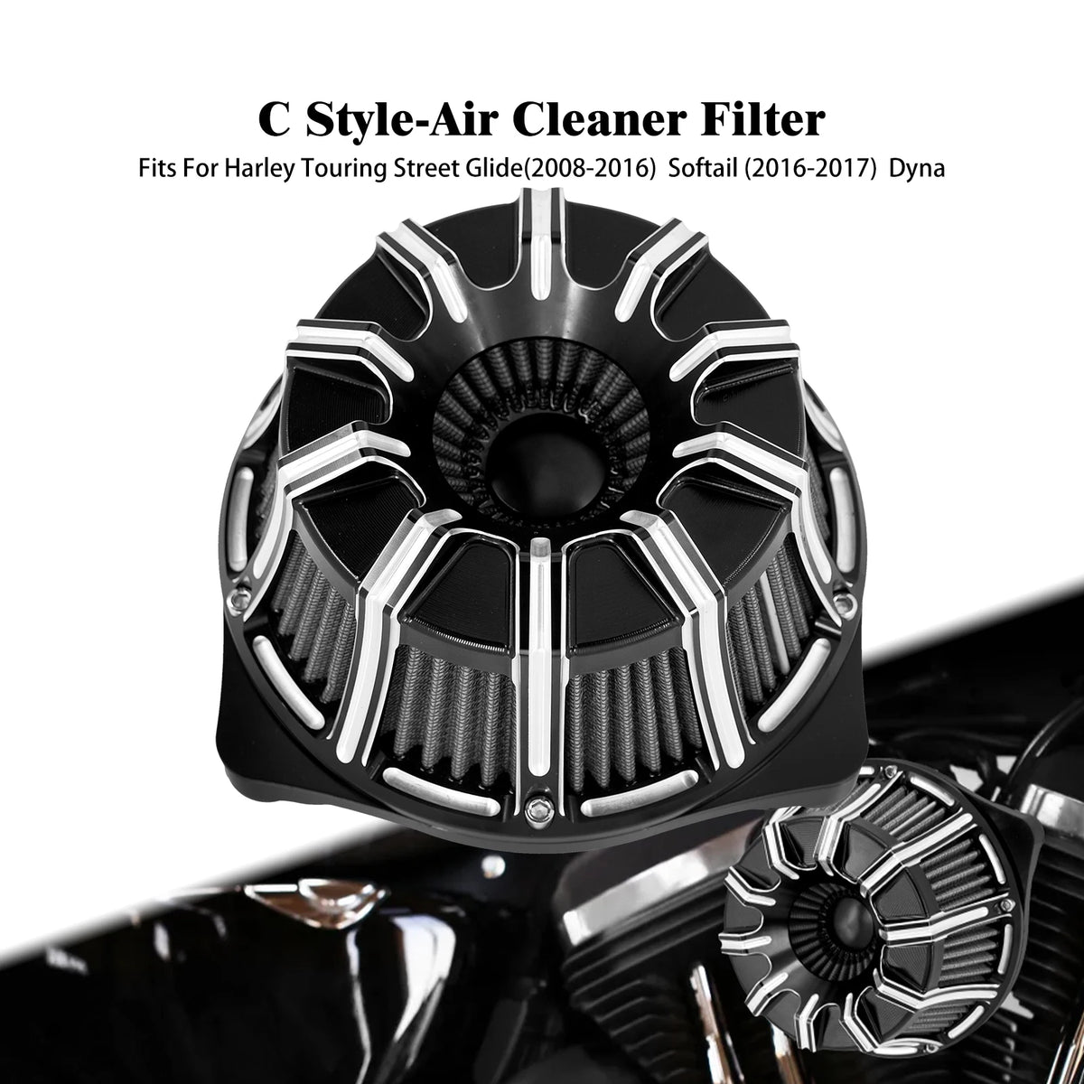 Filtre à air CNC chromé à cornet apparent pour moto Harley-Davidson - vue 31