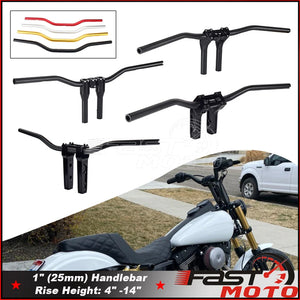 Risers de guidon T-Bar noirs pour moto Harley-Davidson Dyna - vue 1
