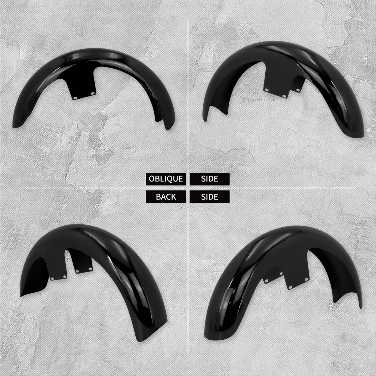 Garde-boue avant moto en acier noir brillant 21 pouces pour Harley Touring - vue 6
