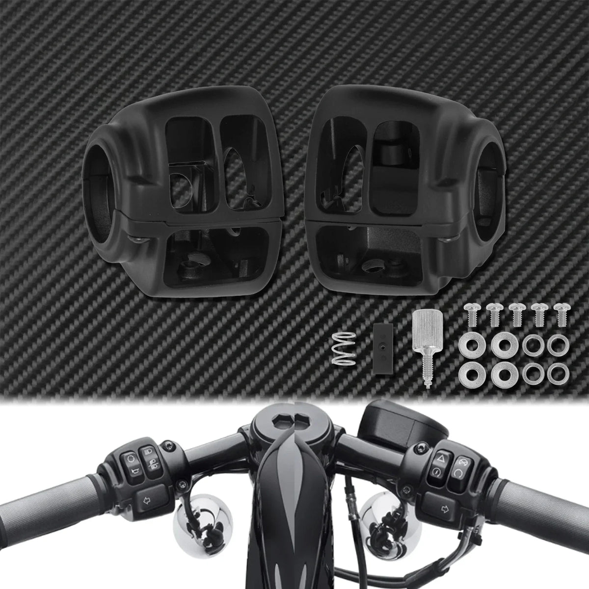 Boîtiers de commodo aluminium pour Harley Softail Dyna Sportster - vue 6