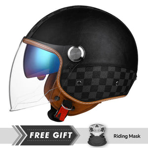 Casque moto jet 3/4 open face en cuir avec double visière - vue 18