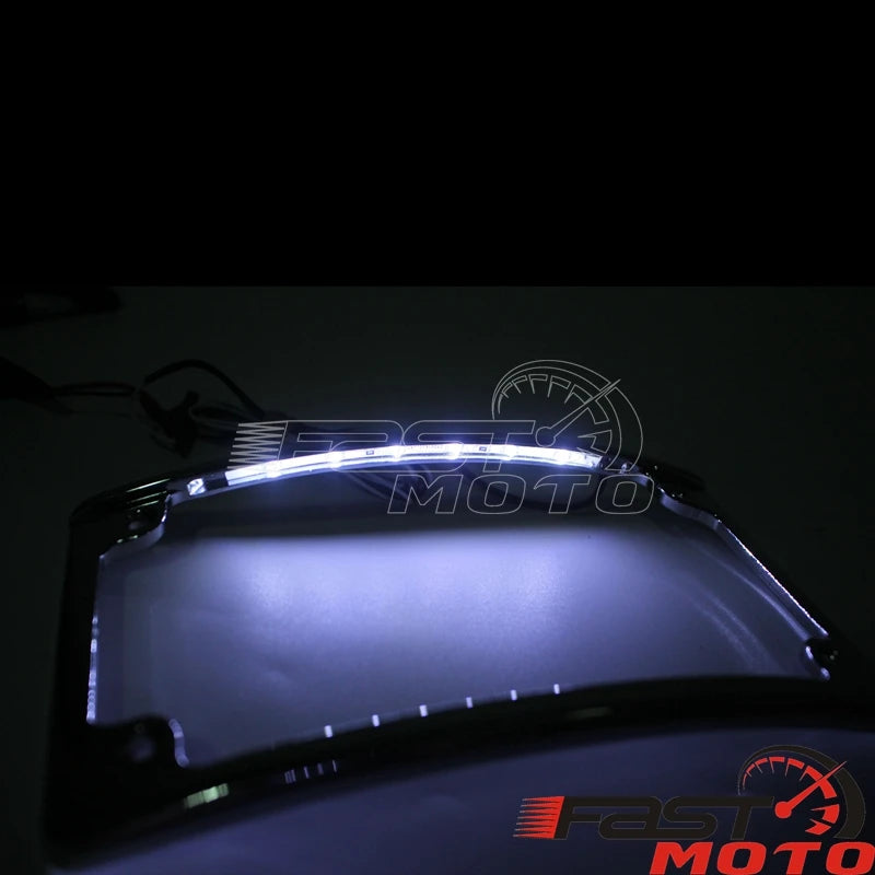 Encadrement de plaque d'immatriculation chromé avec éclairage LED pour moto - vue 6