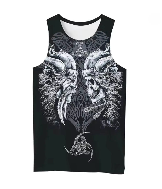 Débardeur homme noir imprimé motif viking - vue 7