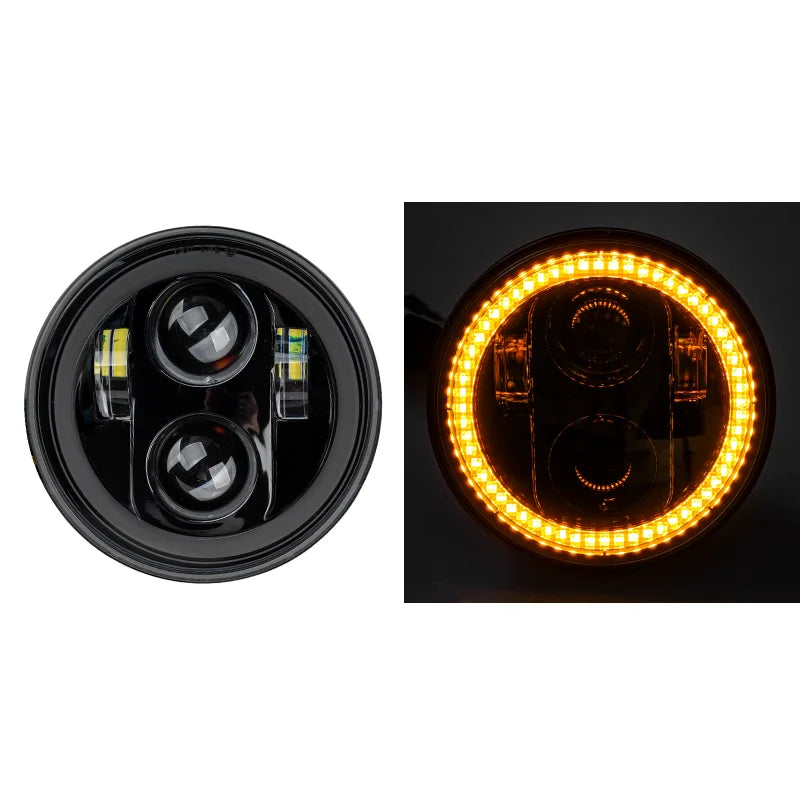 Phare LED style X 5,75 pouces avec feu de jour ambre pour moto rétro Harley Sportster et Scout - vue 13